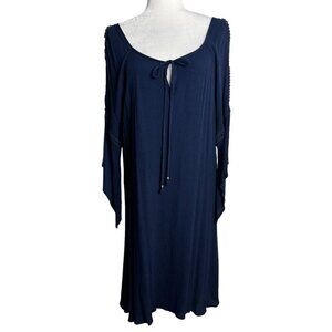 Naif Boho Peasant Navy Blue Dress Cut-out 3/4 Sleeves Women's PLUS Size 2X